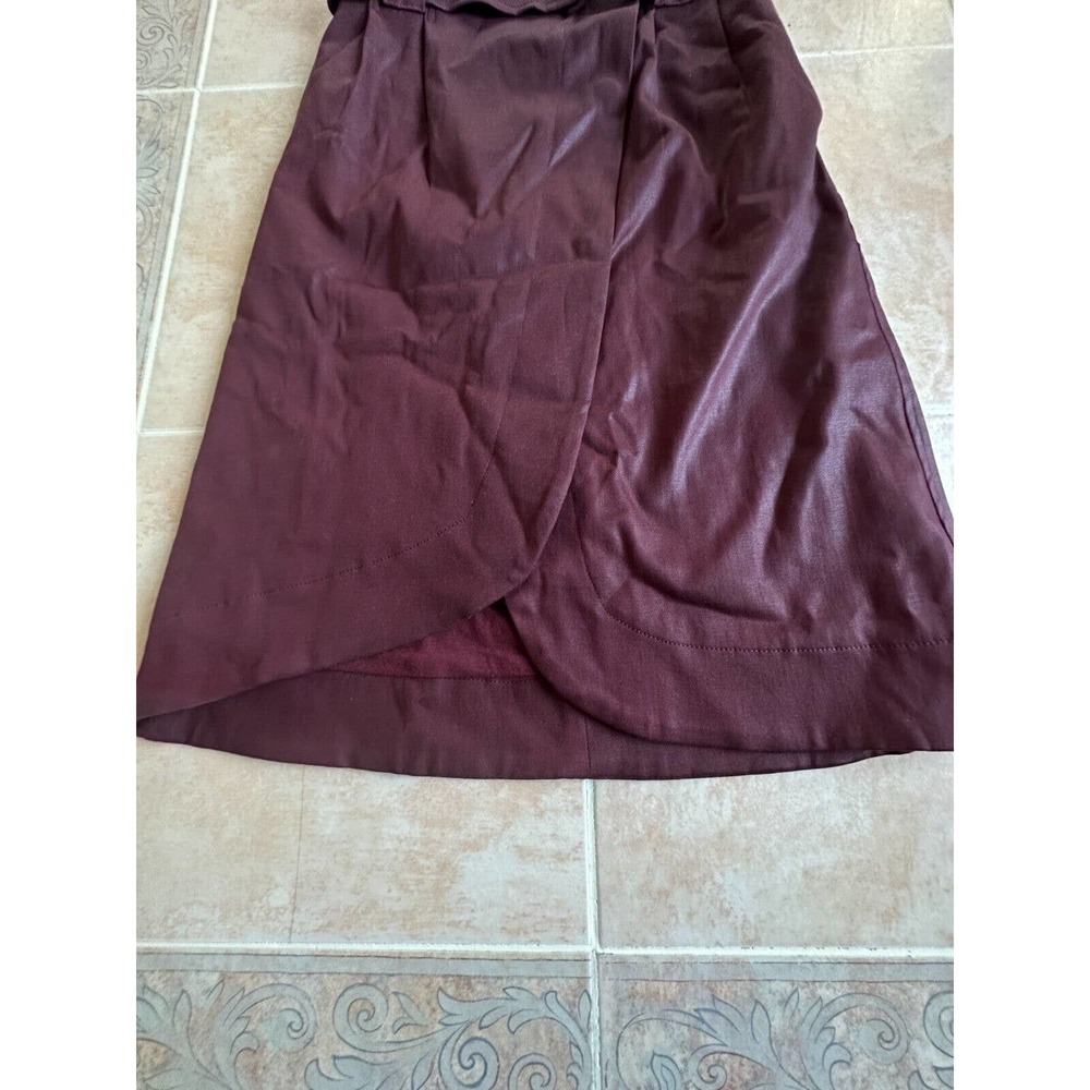 DL1961 Burgundy wax coated pleated waist -belted front open Denim skirt size xs - Picture 4 of 10